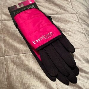 New! Bebe Sport Gloves pink & black l/xl